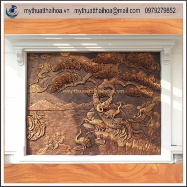Đắp Vẽ Trực Tiếp Phù Điêu Tùng Hạc 