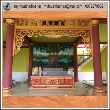 Hoa Văn Đình Chùa Đắp Trực Tiếp Bằng Xi Măng