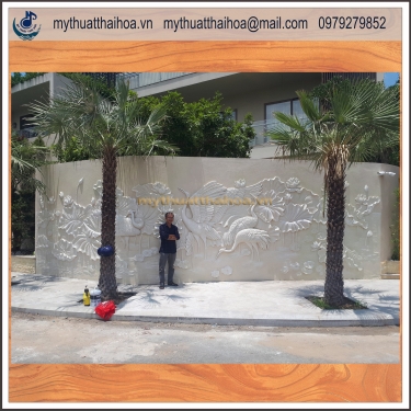 Phù Điêu Sen Hạc Đắp Trực Tiếp