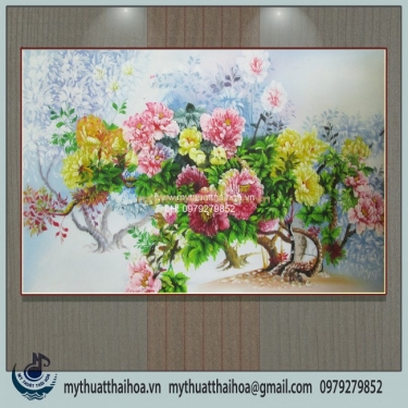Tranh Sơn Dầu Hoa Mẫu Đơn