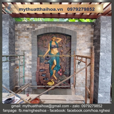 Phù Điêu Cô Gái Ôm Bình Nước Trang Trí