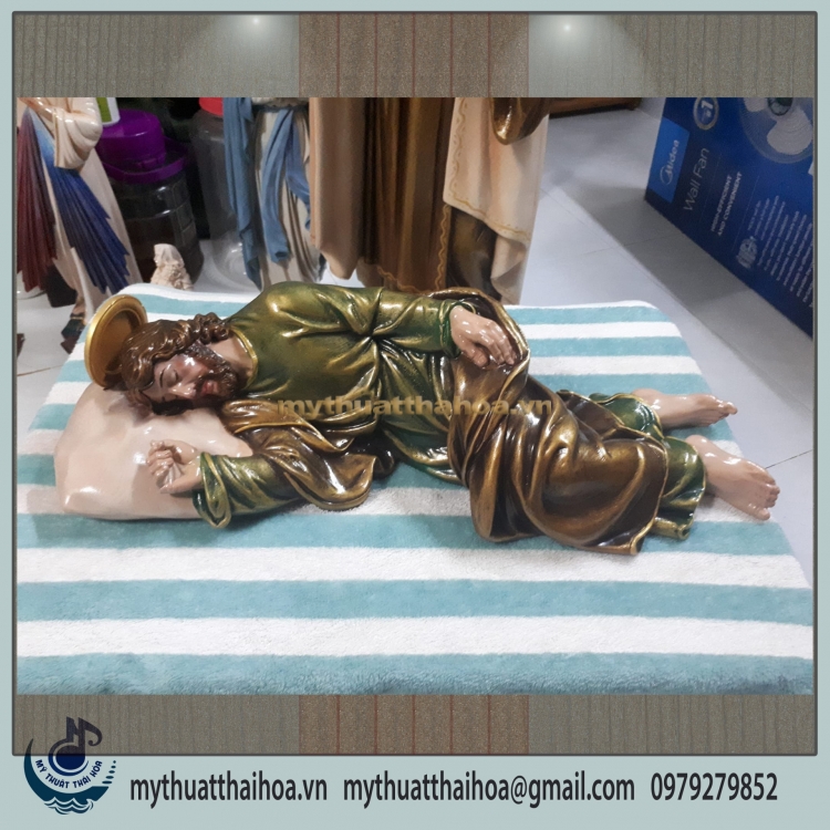 Tượng Thánh Giuse Ngủ Nhựa Sơn Màu